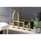 Kingston Brass KS2337NX Industrial Style Bridge Kitchen Faucet with Brass Sprayer, Brushed Brass KS2337NX - alternate 2